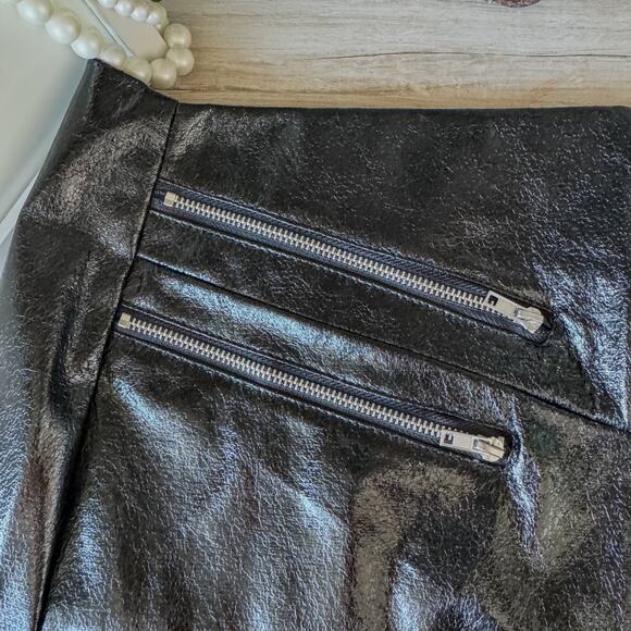 NWT-Francesca's Gwen Faux Black Leather Full Zip Up Mini Skirt, Women’s Small - Picture 9 of 11
